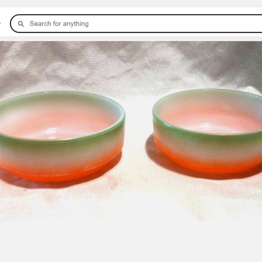 Retro Fire-King Style Ombre Bowls Set of 2 – Orange, White & Green, Made in USA